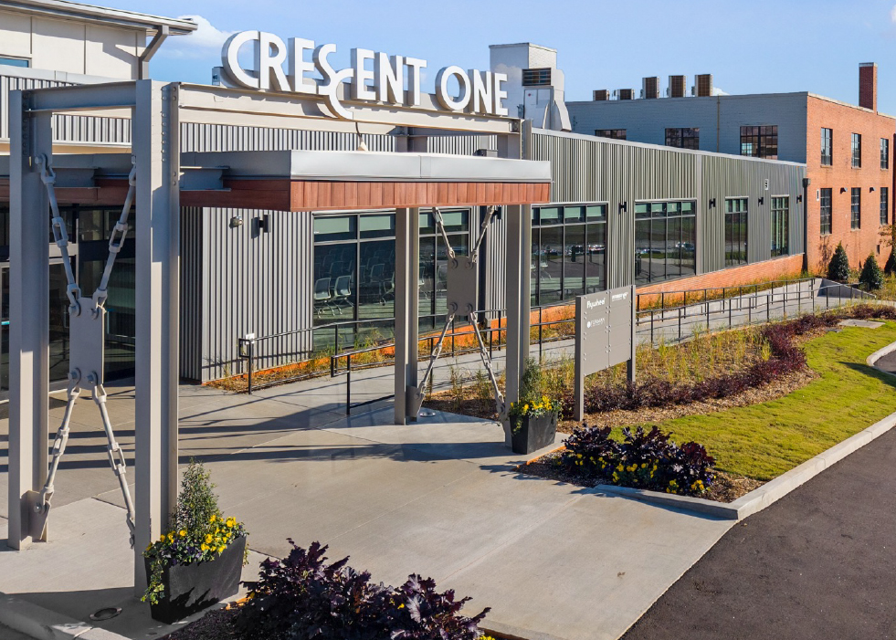 Crescent One entrance for Flywheel Coworking in Greenville South Carolina